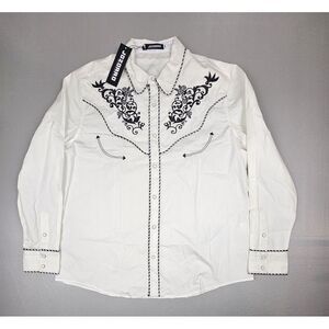 Jozorro‎ Size Western Snap Shirt Mens XL. Long Sleeve Embroidered Polyester. NWT